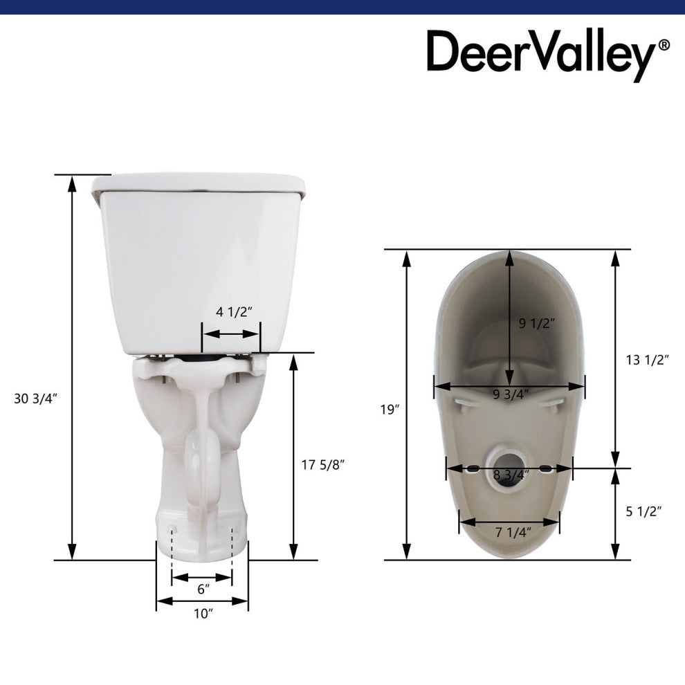 Two-Piece Elongated Toilet White ADA Comfort Height Bathroom Toilet