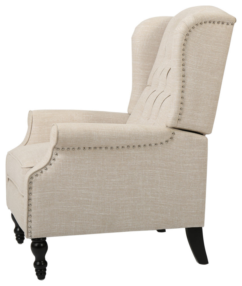 GDF Studio Xanthe Tufted Fabric Recliner, Set of 2, Beige and Dark Brown