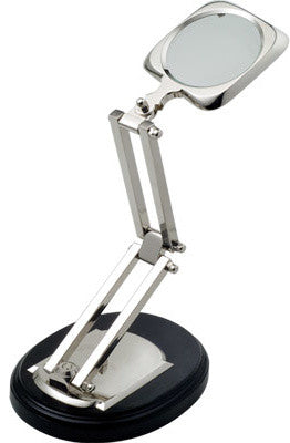 Nickel Plated Brass Magnifying Glass on Stand