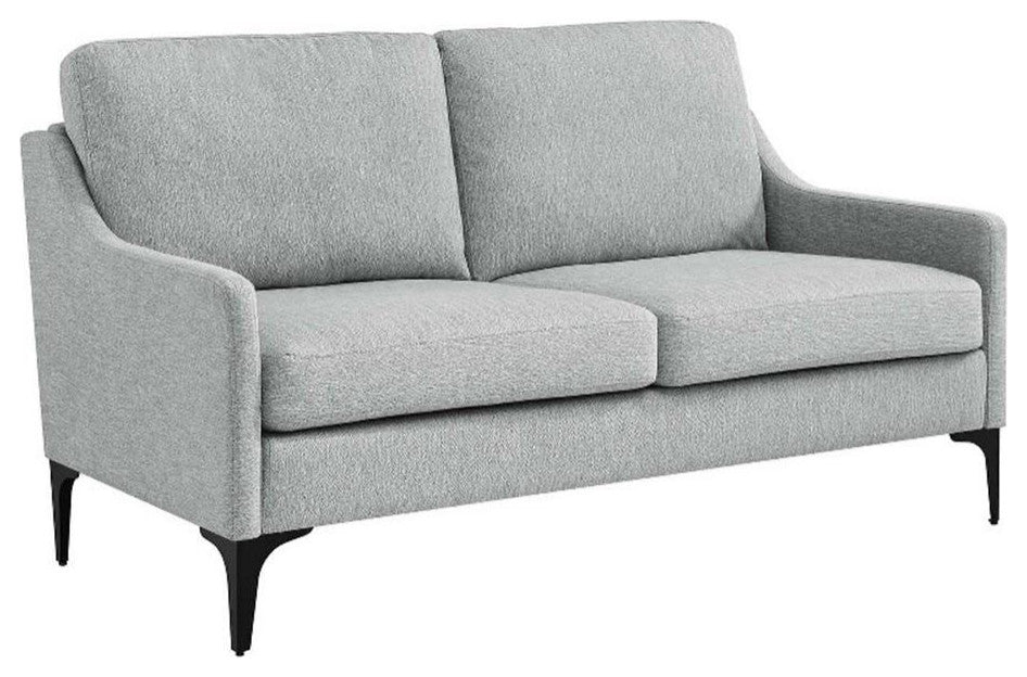 Modway Corland Upholstered Fabric and Metal Loveseat in Light Gray