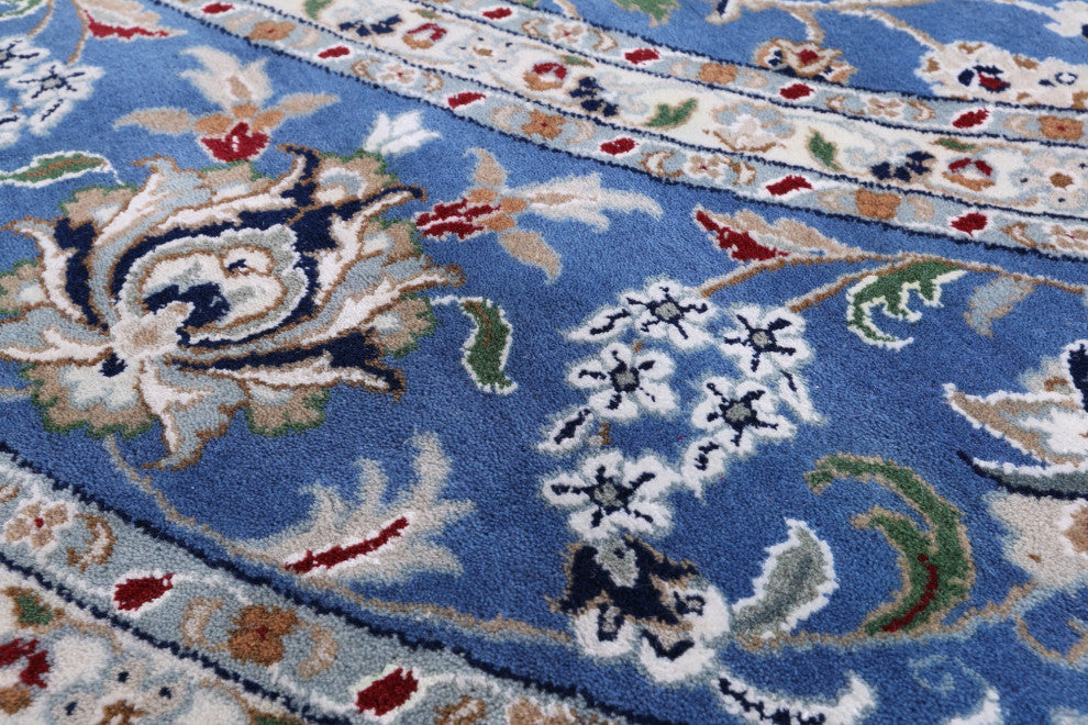 10' Round Persian Nain Handmade Wool and Silk Rug Q6396