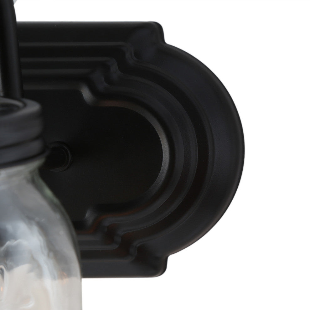 LNC Mason Jar Black Vintage Farmhouse Wall Sconces, 2 Lights