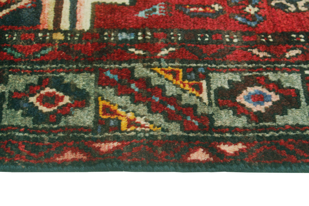 Fine Vintage Distressed Jeanie Charcoal/Red Runner, 3'8 x 8'7