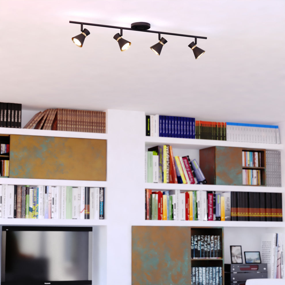 Alto LED Adjustable Ceiling Spot Track Light, Matte Black and Satin Brass, 4-Light