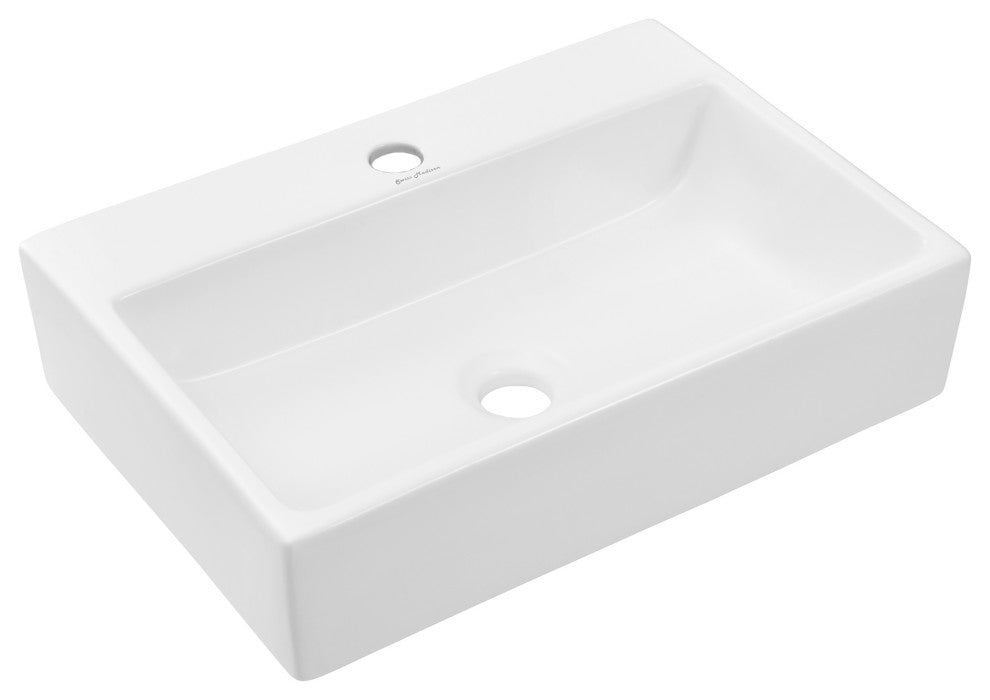 Claire 20" Rectangle Ceramic Vessel Sink, Matte White