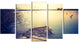 Amazing Sunset over Clam Lake, Landscape Canvas Art Print, 60"x32", 5 Panels