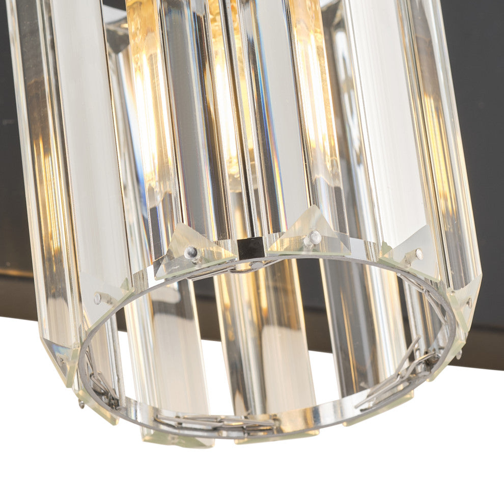 Modern Chrome 3-Light Bathroom Vanity Lighting with Cylinder Textured Glass