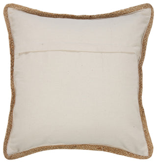 Coral Pink and White Striped Jute Bordered Throw Pillow