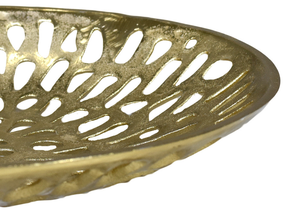 Handmade Decorative Aluminium Tray, Gold Color Coated