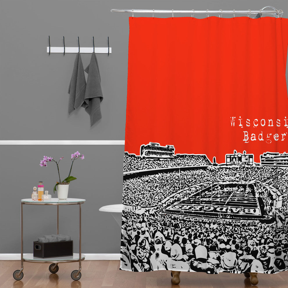 Deny Designs Bird Ave Wisconsin Badgers Red Shower Curtain
