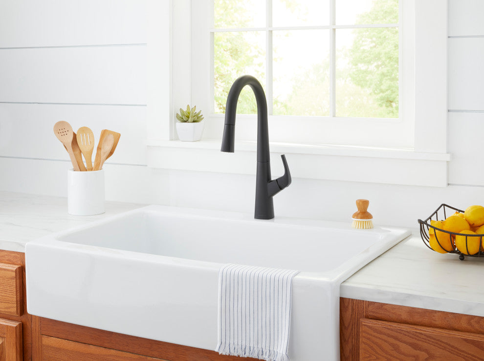 Vaughn Single Handle Pull-Down Kitchen Faucet, Satin Black