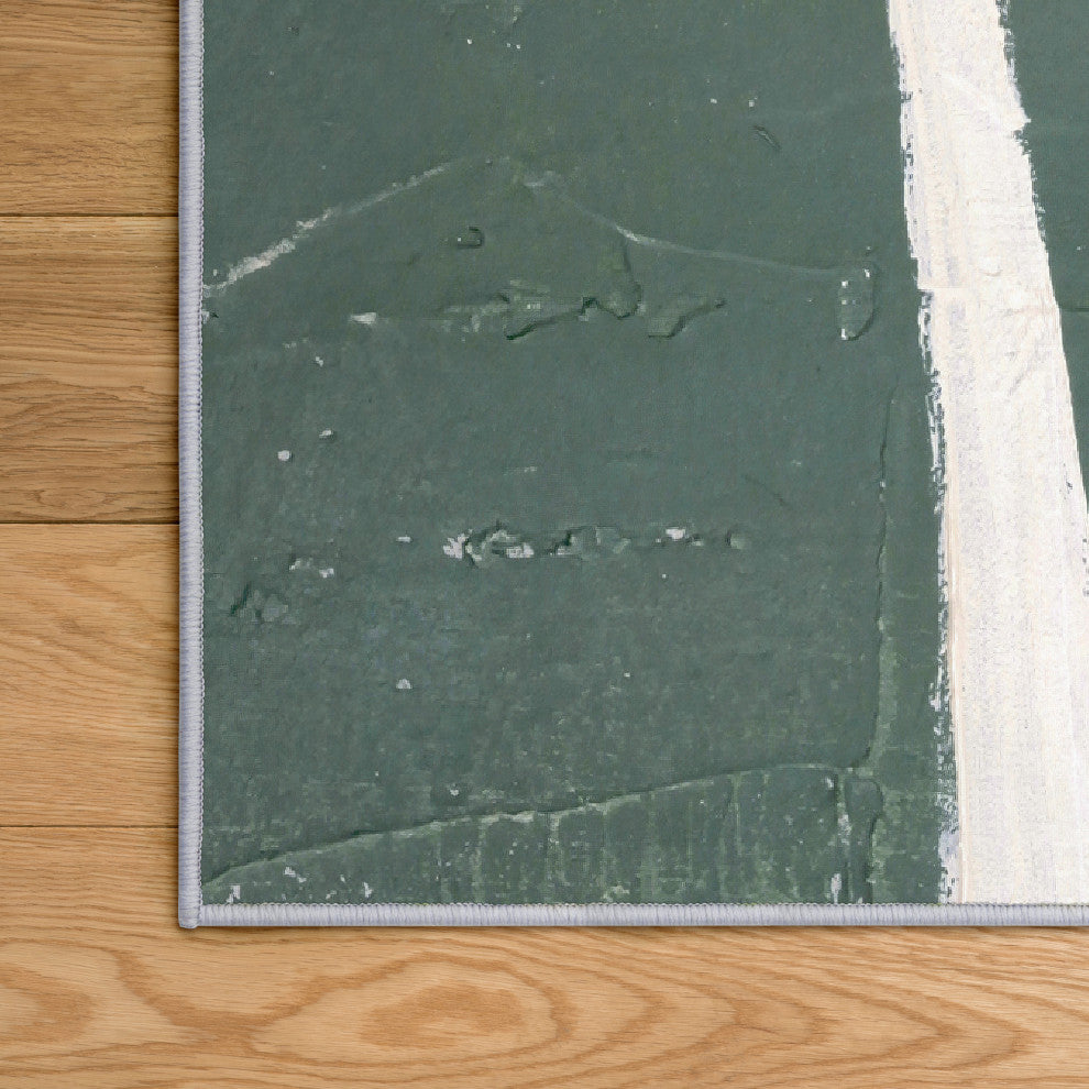 Green Grafica Abstract Art Area Rug, 7.5'x10.3'
