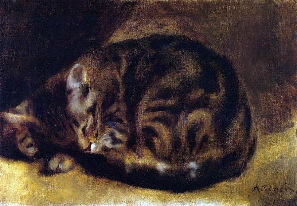Pierre Auguste Renoir Sleeping Cat, 18"x27" Gallery Wrapped Canvas Print