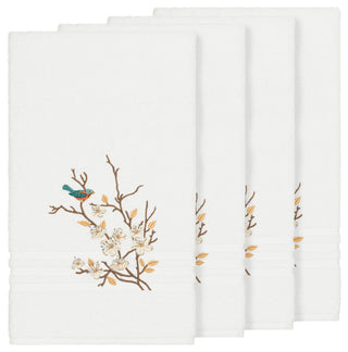 Linum Home Textiles Spring Time Embellished, White, Bath Towel, 4-Piece Set