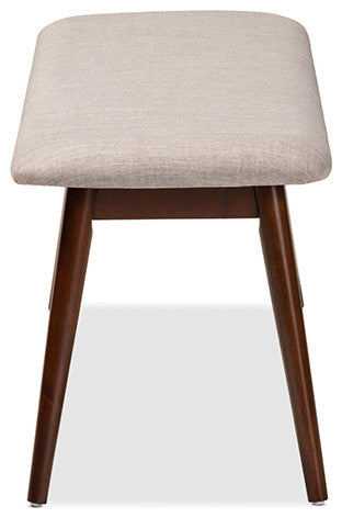 Flora Mid-Century Modern Light Gray Walnuted Wood Dining Bench