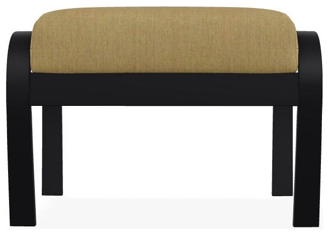 Belle Isle Cushion Outdoor Ottoman, Stucco/Black