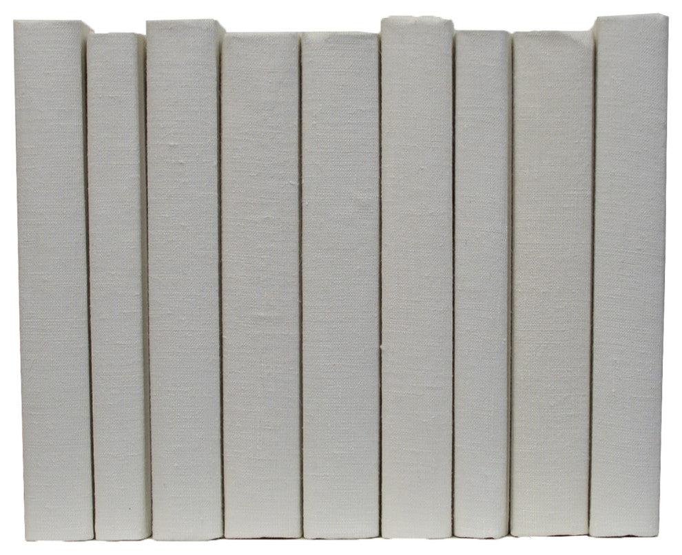 Decorative Books - Sand Linen Wrapped Book Bundle - 1 foot of Off White Books