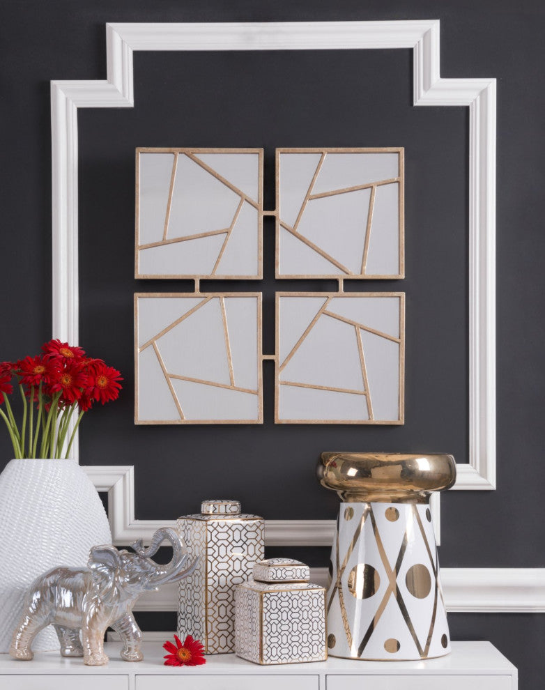 Frame Wall Mirror, Glass, Steel Metal, Gold, Bedroom Living