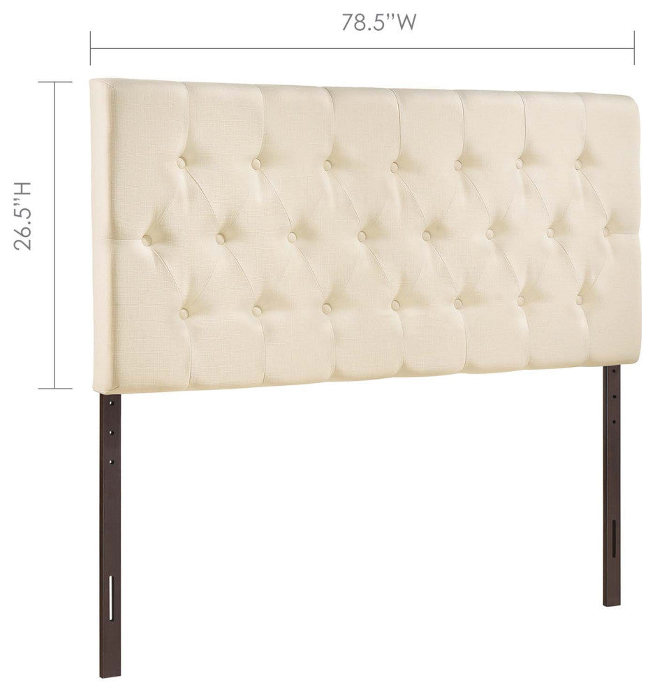 Headboard, King Size, Ivory White, Fabric, Modern, Bedroom Master Guest Suite