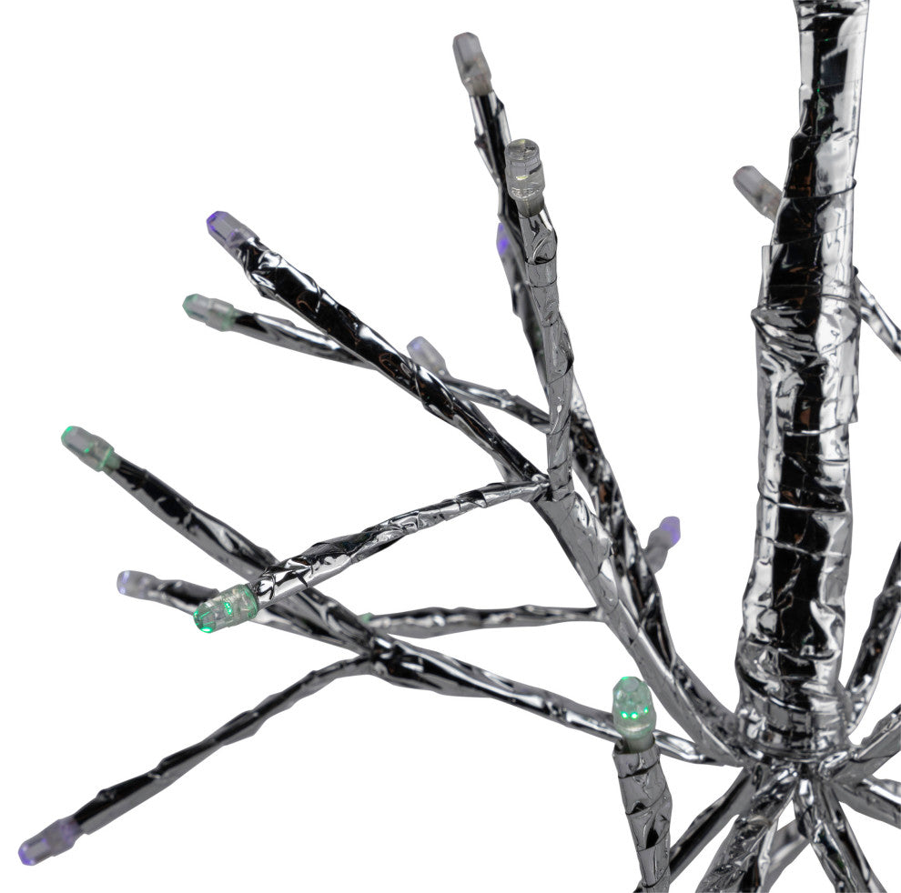 10"H Indoor Christmas Snowflake Ornament with Multi-Colored LED Lights, Silver