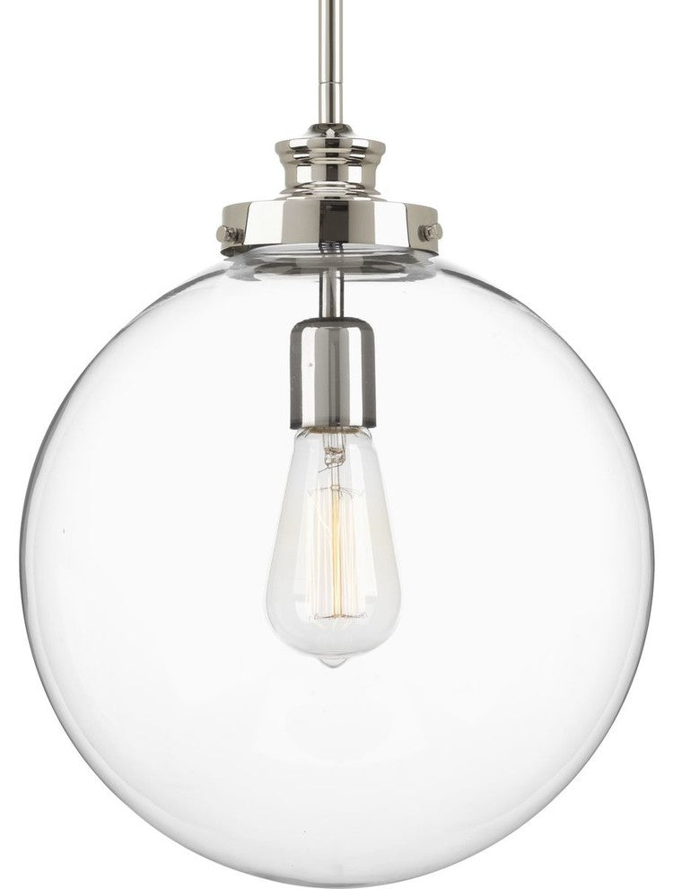 Progress Lighting P5328-104 Penn 1-Light Large Pendant, Polished Nickel, Polishe