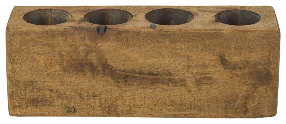 Distressed Maple Stain 4 Hole Sugar Mold Candle Holder