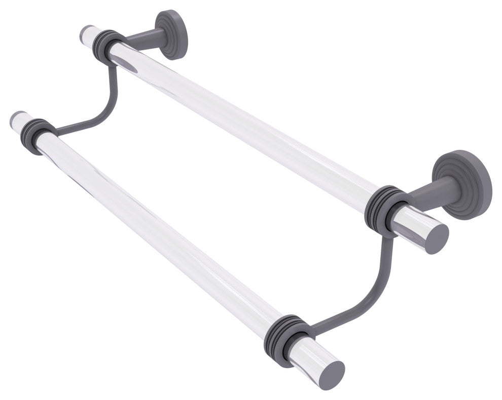 Pacific Beach 18" Double Towel Bar with Dotted Accents, Matte Gray