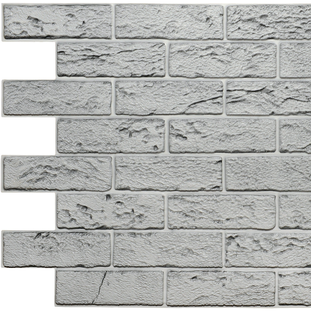 Grey Bricks 3D Wall Panels, Set of 10, Covers 64 Sq Ft