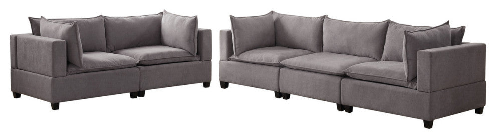 Lilola Home Madison Light Gray Fabric Sofa Loveseat Living Room Set