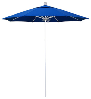 7.5' Silver Anodized Push Lift Aluminum Umbrella, Royal Blue Olefin