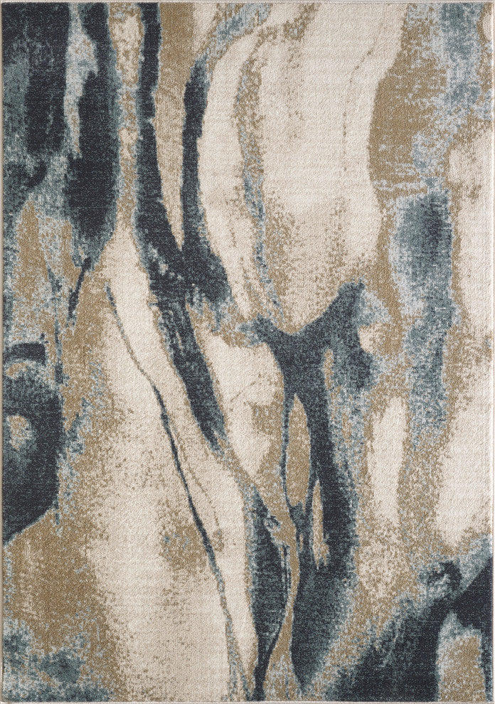 Avalon Wonder Watercolor Area Rug, Ivory/Blue, 3'3 X 5'3