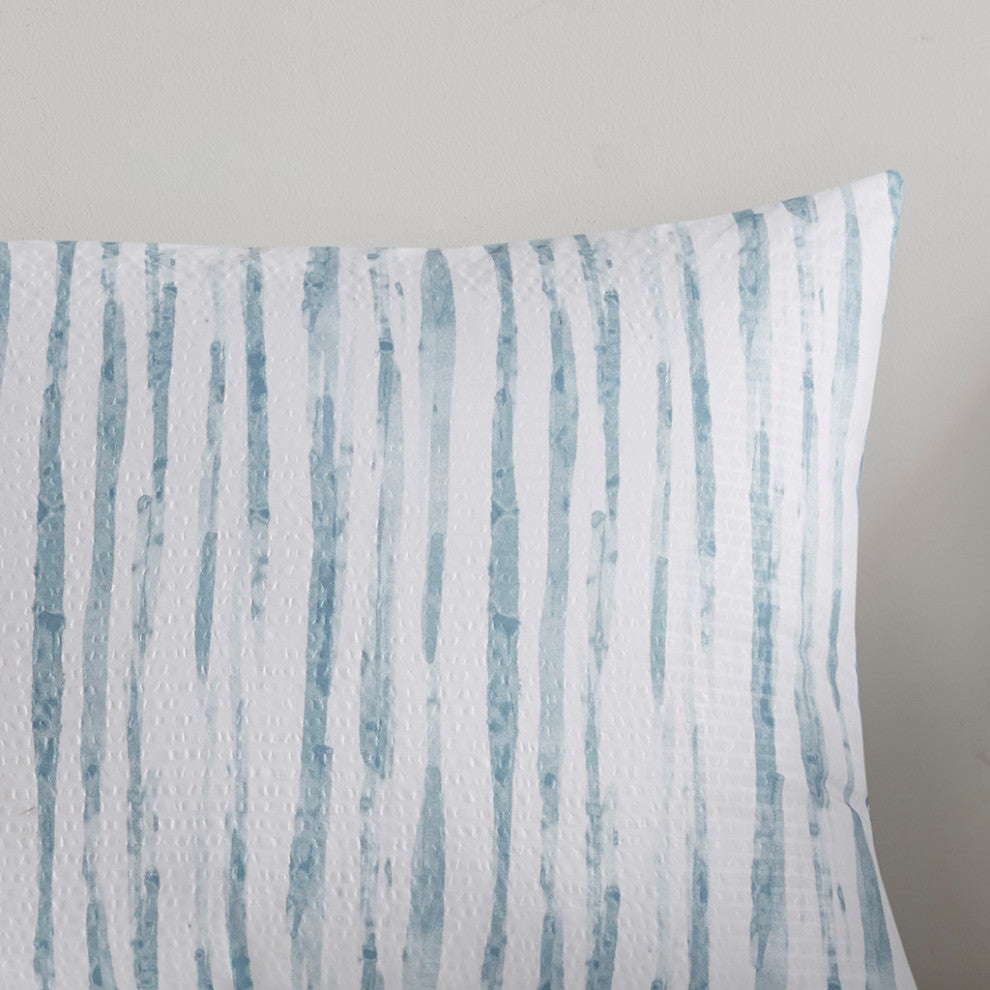 N Natori Reversible Brush Stroke, Blue, King, 3pc Duvet Cover Set