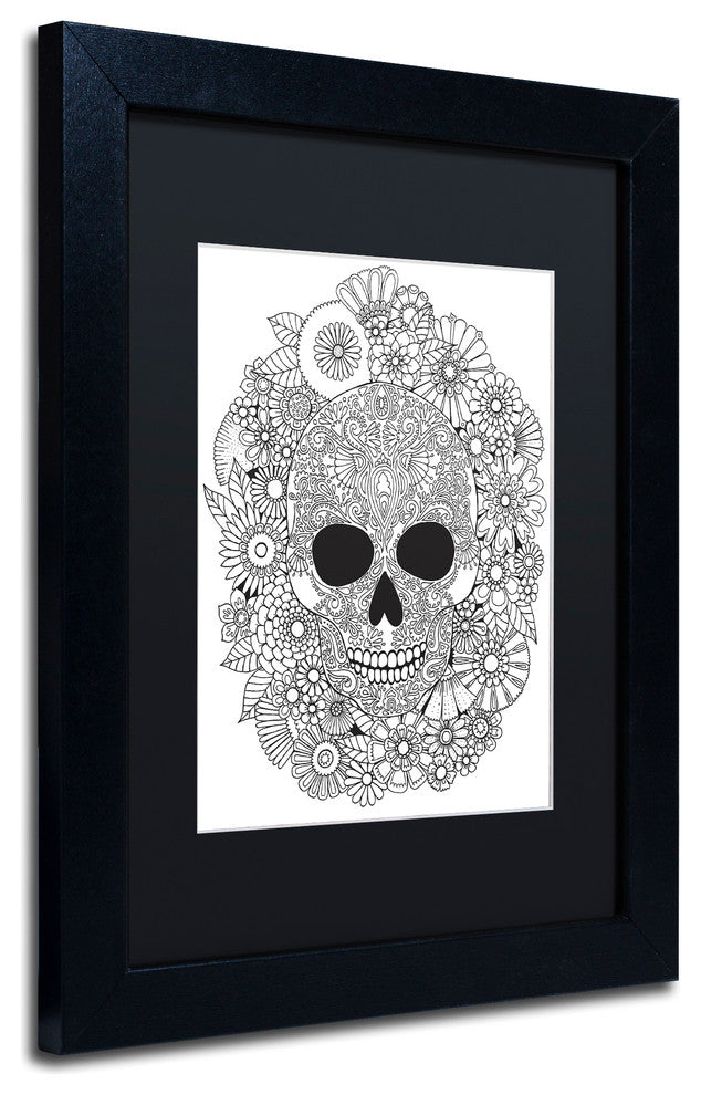 Hello Angel 'Sugar Skull Wreath' Art, Black Frame, Black Mat, 14x11