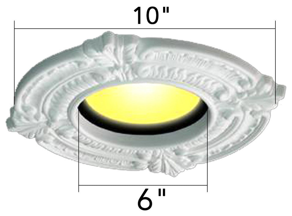 Recessed Urethane Ceiling Medallion Trim White 6" ID x 10" OD Pack of 2