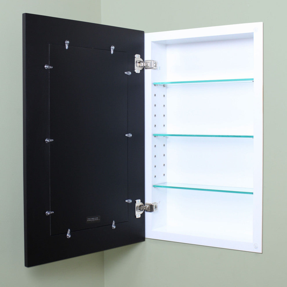 Shaker Style Recessed Medicine Cabinet, Black, 14"x24"