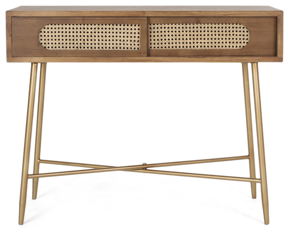 Alzada Rustic Glam Console Table with Wicker Accents