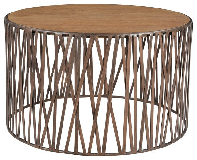 Round Drum Shaped Iron Coffee Table