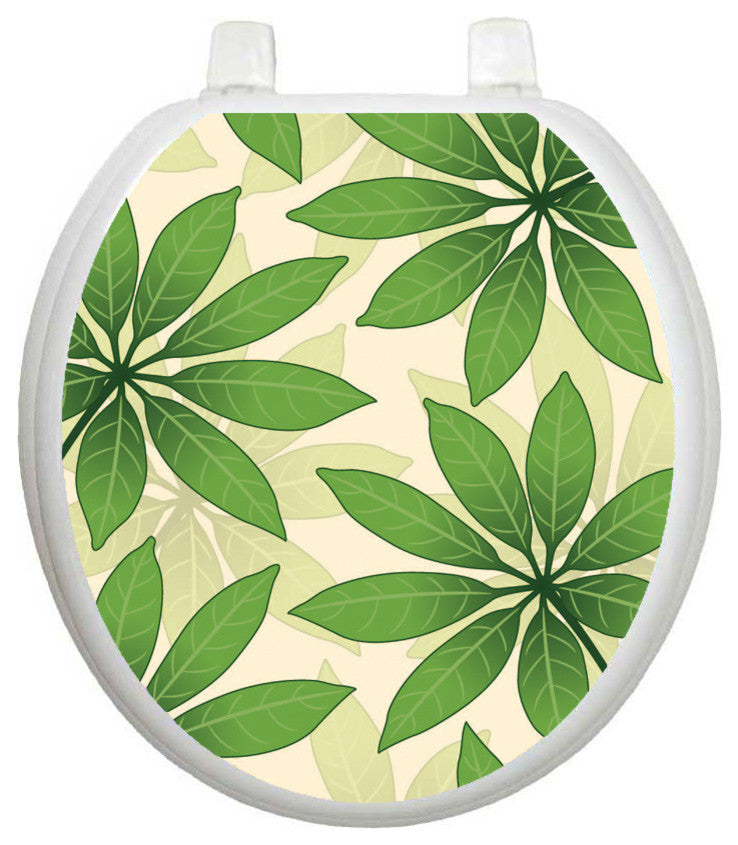 Floating Leaves Toilet Tattoos Seat Cover, Vinyl Lid Decal, Bathroom Decoration, Round