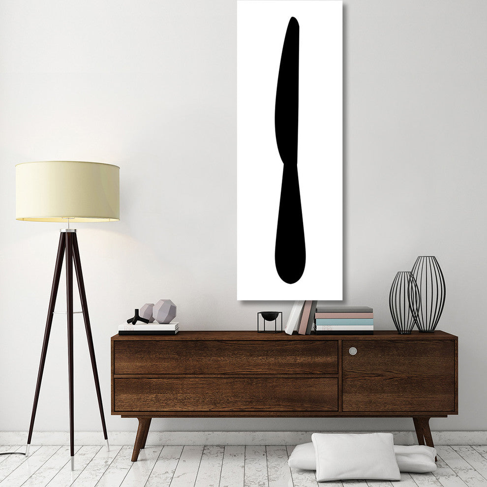 "Mealtime: Black on White - Knife" Digital Paper Print by BG.Studio, 26"x74"