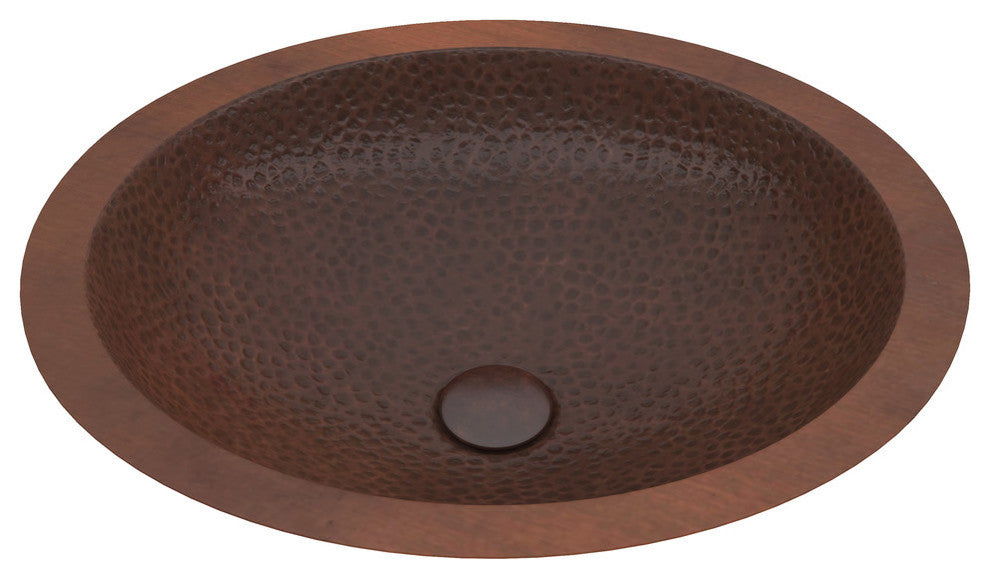 Roma 19" Drop-in Oval Bathroom Sink, Hammered Antique Copper