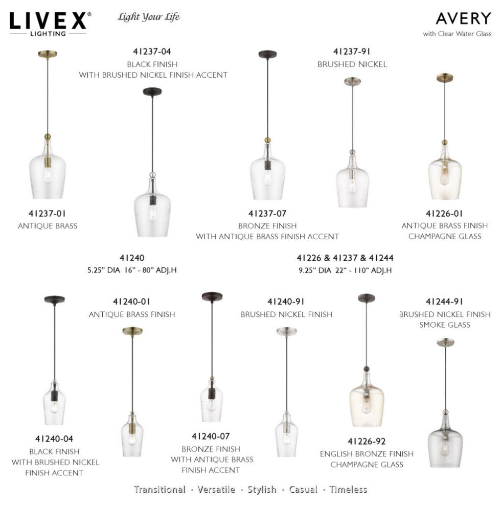 Avery 1 Light Antique Brass Mini Pendant