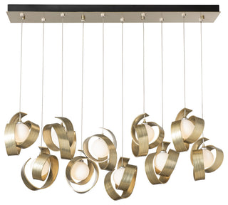 Riza 10-Light Pendant Modern Brass Opal Glass Standard