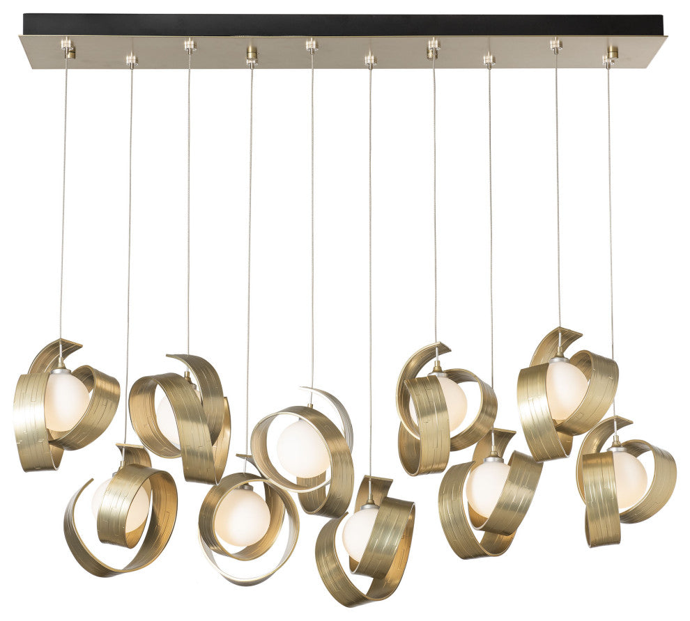 Riza 10-Light Pendant Modern Brass Opal Glass Standard