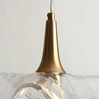 LNC Vitzthum 11" Wave Shaped Glass Pendant Light, Brass, Modern Style