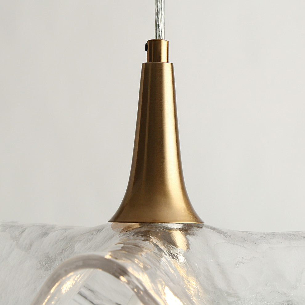 LNC Vitzthum 11" Wave Shaped Glass Pendant Light, Brass, Modern Style