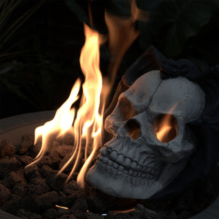 Gewnee Fire Pit Demon Skull Gas Log for Ventless & Vent Free