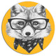 Funny Fox With Formal Glasses, Animal Art Disc Metal Artwork, 36"