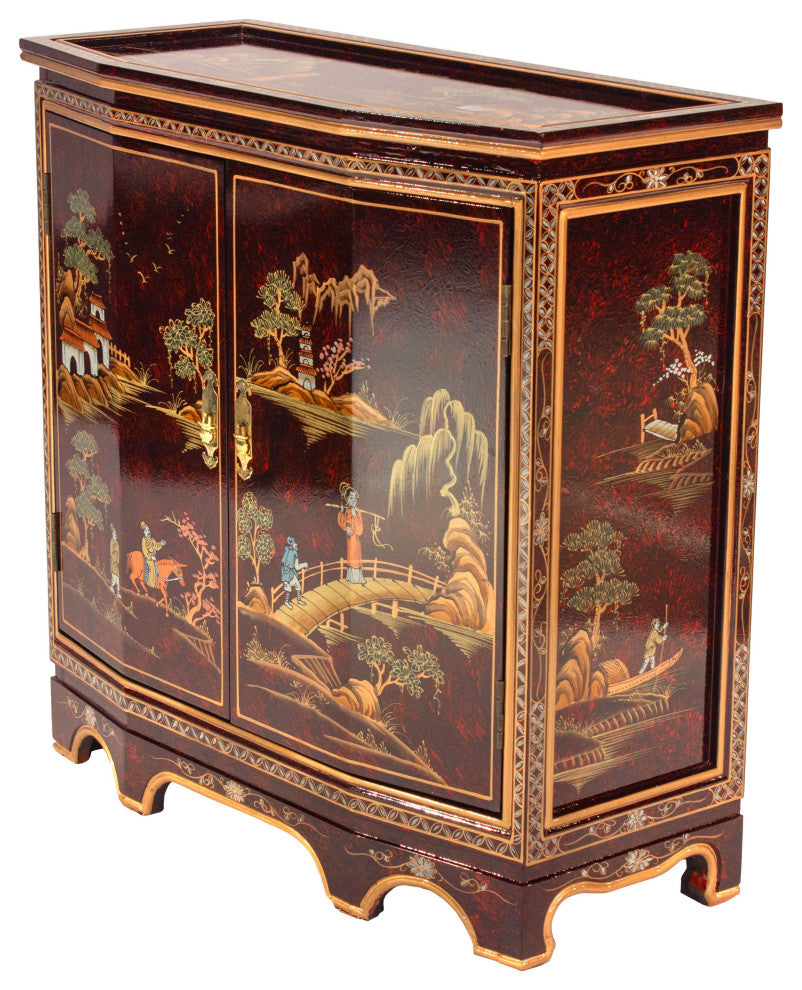 Red Lacquer Slant Sideboard Landscape
