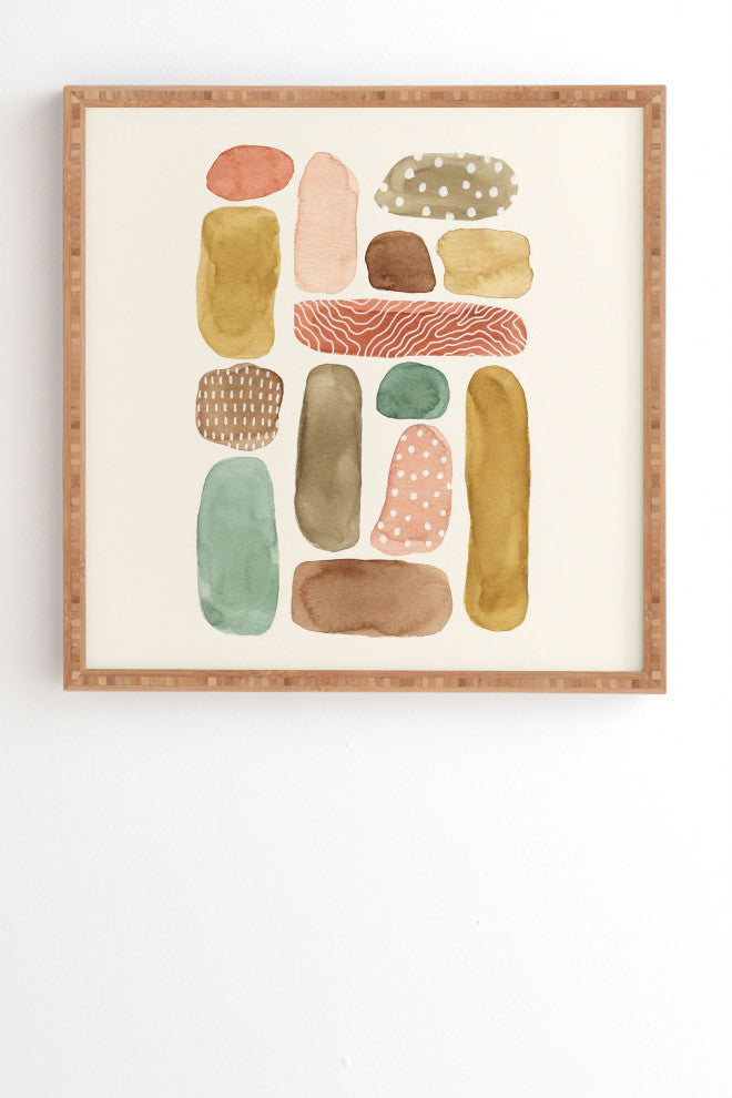 Pauline Stanley Watercolor Beach Pebbles Framed Wall Art