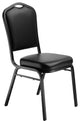 NPS 9300 Deluxe Vinyl Stack Chair, Panther Black Seat/Black Frame